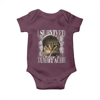 Tummy Ache Survivor Cat Meme Baby Onesie Funny Saying Cats Cat Bootleg - Wonder Print Shop
