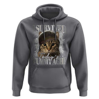 Tummy Ache Survivor Cat Meme Hoodie Funny Saying Cats Cat Bootleg - Wonder Print Shop