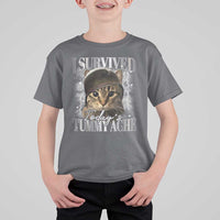 Tummy Ache Survivor Cat Meme T Shirt For Kid Funny Saying Cats Cat Bootleg - Wonder Print Shop
