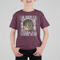Tummy Ache Survivor Cat Meme T Shirt For Kid Funny Saying Cats Cat Bootleg - Wonder Print Shop