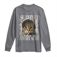 Tummy Ache Survivor Cat Meme Long Sleeve Shirt Funny Saying Cats Cat Bootleg - Wonder Print Shop