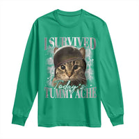 Tummy Ache Survivor Cat Meme Long Sleeve Shirt Funny Saying Cats Cat Bootleg - Wonder Print Shop
