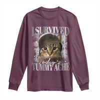 Tummy Ache Survivor Cat Meme Long Sleeve Shirt Funny Saying Cats Cat Bootleg - Wonder Print Shop