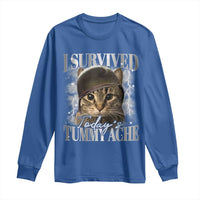 Tummy Ache Survivor Cat Meme Long Sleeve Shirt Funny Saying Cats Cat Bootleg - Wonder Print Shop