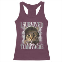 Tummy Ache Survivor Cat Meme Racerback Tank Top Funny Saying Cats Cat Bootleg - Wonder Print Shop