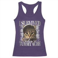 Tummy Ache Survivor Cat Meme Racerback Tank Top Funny Saying Cats Cat Bootleg - Wonder Print Shop