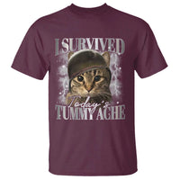 Tummy Ache Survivor Cat Meme T Shirt Funny Saying Cats Cat Bootleg - Wonder Print Shop