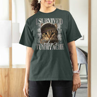 Tummy Ache Survivor Cat Meme T Shirt For Women Funny Saying Cats Cat Bootleg - Wonder Print Shop
