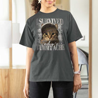 Tummy Ache Survivor Cat Meme T Shirt For Women Funny Saying Cats Cat Bootleg - Wonder Print Shop