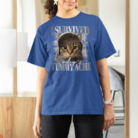 Tummy Ache Survivor Cat Meme T Shirt For Women Funny Saying Cats Cat Bootleg - Wonder Print Shop