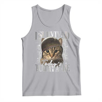 Tummy Ache Survivor Cat Meme Tank Top Funny Saying Cats Cat Bootleg - Wonder Print Shop