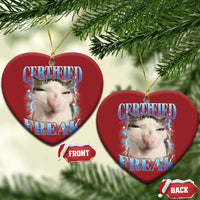 Certified Freak Funny Cat Meme Christmas Ornament Internet Memes Gen Z - Wonder Print Shop