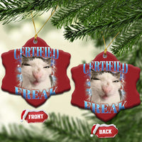 Certified Freak Funny Cat Meme Christmas Ornament Internet Memes Gen Z - Wonder Print Shop
