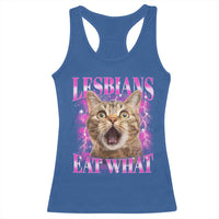 Lesbians Eat What Racerback Tank Top Funny Cat Gay Pride LGBTQ Pun