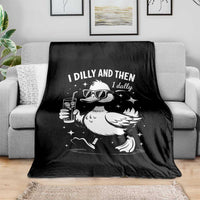 I Dilly And Then I Dally Throw Blanket Retro Duck Funny Animal Meme