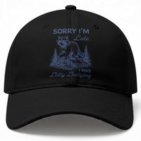 Raccoon Dilly Dallying Baseball Cap Funny Sorry Im Late Silly Animal