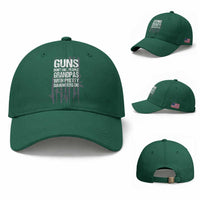 Grandpas With Pretty Daughters Baseball Cap Funny Grandpa Gun American Flag