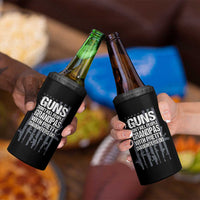 Grandpas With Pretty Daughters 4 in 1 Can Cooler Tumbler Funny Grandpa Gun American Flag