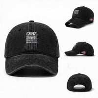 Grandpas With Pretty Daughters Washed Cotton Baseball Cap Funny Grandpa Gun American Flag