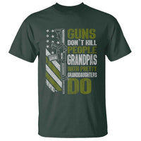 Funny Grandpa T Shirt Guns Dont Kill People Grandpas With Pretty Granddaughters Do US Flag