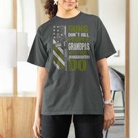 Funny Grandpa T Shirt For Women Guns Dont Kill People Grandpas With Pretty Granddaughters Do US Flag