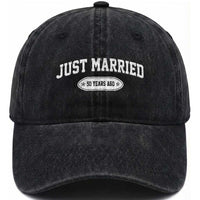 Just Married 50 Years Ago Washed Cotton Baseball Cap 50th Wedding Anniversary Matching