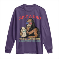 Just A Dad Who Always Came Back With The Milk Long Sleeve Shirt Funny Fathers Day Bigfoot Sasquatch Lovers