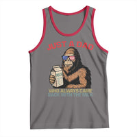 Just A Dad Who Always Came Back With The Milk Tank Top Funny Fathers Day Bigfoot Sasquatch Lovers