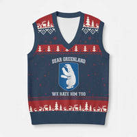 Dear Greenland We Hate Him Too V-Neck Knit Sweater Vest Political Protest - Wonder Print Shop