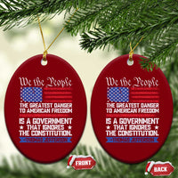 Thomas Jefferson Ceramic Ornament The Greatest Danger To Freedom Patriotic USA Flag - Wonder Print Shop