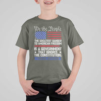 Thomas Jefferson T Shirt For Kid The Greatest Danger To Freedom Patriotic USA Flag - Wonder Print Shop
