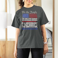 Thomas Jefferson T Shirt For Women The Greatest Danger To Freedom Patriotic USA Flag - Wonder Print Shop
