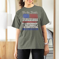 Thomas Jefferson T Shirt For Women The Greatest Danger To Freedom Patriotic USA Flag - Wonder Print Shop