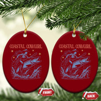 Coastal Cowgirl Ceramic Ornament Funny Western Country Rodeo Cowgirl Fishing - Wonder Print Shop