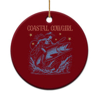 Coastal Cowgirl Ceramic Ornament Funny Western Country Rodeo Cowgirl Fishing - Wonder Print Shop