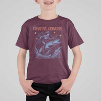 Coastal Cowgirl T Shirt For Kid Funny Western Country Rodeo Cowgirl Fishing - Wonder Print Shop