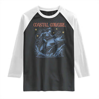 Coastal Cowgirl Raglan Shirt Funny Western Country Rodeo Cowgirl Fishing - Wonder Print Shop