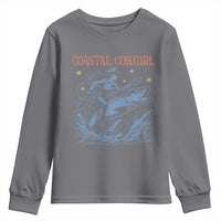 Coastal Cowgirl Youth Sweatshirt Funny Western Country Rodeo Cowgirl Fishing - Wonder Print Shop