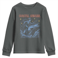 Coastal Cowgirl Youth Sweatshirt Funny Western Country Rodeo Cowgirl Fishing - Wonder Print Shop