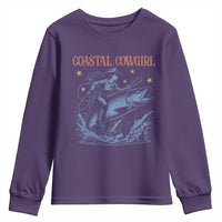 Coastal Cowgirl Youth Sweatshirt Funny Western Country Rodeo Cowgirl Fishing - Wonder Print Shop