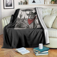 Vintage UFO Cowboy Cat Throw Blanket Retro 90s Western Rodeo Kitten Cat Selfie With Alien UFO - Wonder Print Shop