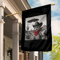 Vintage UFO Cowboy Cat Garden Flag Retro 90s Western Rodeo Kitten Cat Selfie With Alien UFO - Wonder Print Shop