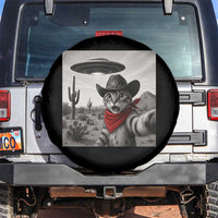 Vintage UFO Cowboy Cat Spare Tire Cover Retro 90s Western Rodeo Kitten Cat Selfie With Alien UFO - Wonder Print Shop