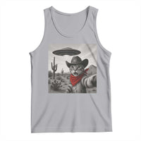 Vintage UFO Cowboy Cat Tank Top Retro 90s Western Rodeo Kitten Cat Selfie With Alien UFO - Wonder Print Shop