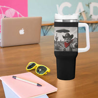 Vintage UFO Cowboy Cat Tumbler With Handle Retro 90s Western Rodeo Kitten Cat Selfie With Alien UFO - Wonder Print Shop