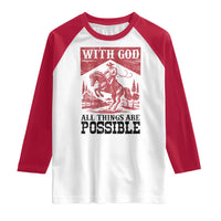 Christian Cowboy Raglan Shirt Vintage Christian All Things Are Possible Encouraging Bible Verse