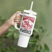 Christian Cowboy Tumbler With Handle Vintage Christian All Things Are Possible Encouraging Bible Verse