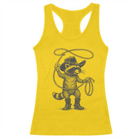Vintage Raccoon Cowboy Racerback Tank Top Cowgirl Trash Panda Western Country Meme - Wonder Print Shop
