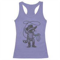 Vintage Raccoon Cowboy Racerback Tank Top Cowgirl Trash Panda Western Country Meme - Wonder Print Shop