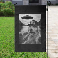 Dog Selfie With Alien UFO Garden Flag Funny Fishing Golden Retriever Smoking Dog Lover - Wonder Print Shop